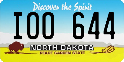 ND license plate IOO644