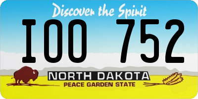 ND license plate IOO752