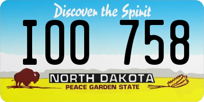 ND license plate IOO758
