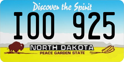 ND license plate IOO925