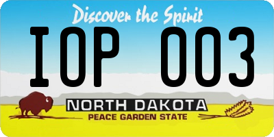 ND license plate IOP003