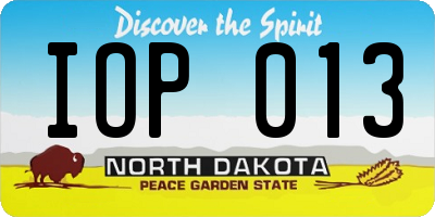 ND license plate IOP013
