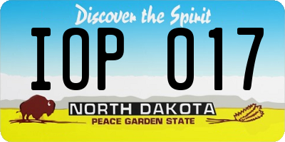 ND license plate IOP017