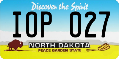 ND license plate IOP027