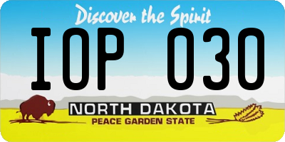 ND license plate IOP030