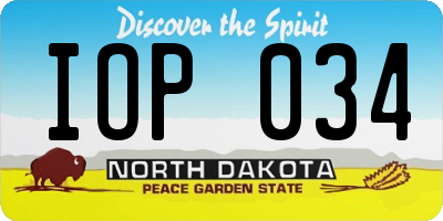 ND license plate IOP034