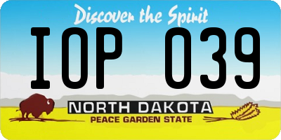ND license plate IOP039