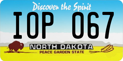 ND license plate IOP067