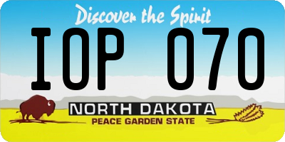 ND license plate IOP070
