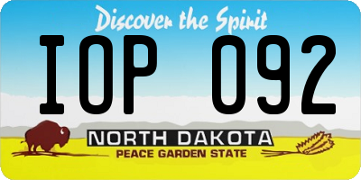 ND license plate IOP092