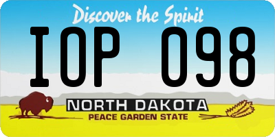 ND license plate IOP098