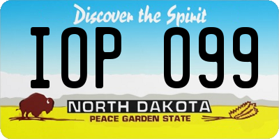 ND license plate IOP099