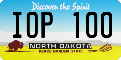 ND license plate IOP100