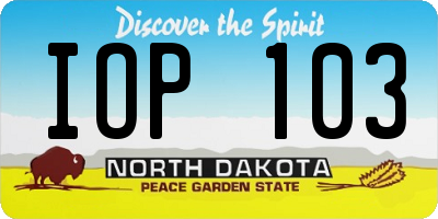 ND license plate IOP103