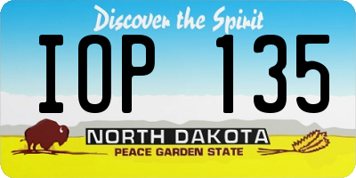 ND license plate IOP135