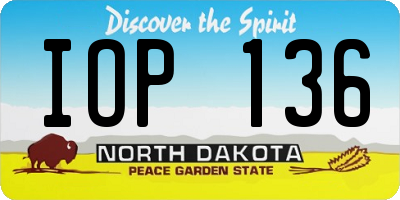 ND license plate IOP136