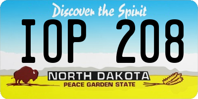 ND license plate IOP208