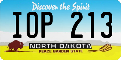ND license plate IOP213