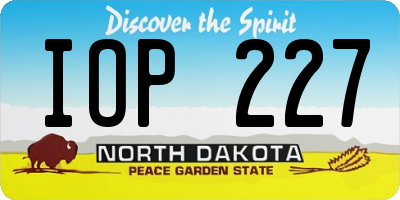 ND license plate IOP227