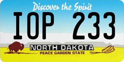 ND license plate IOP233