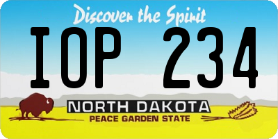 ND license plate IOP234