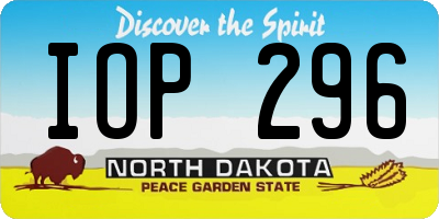 ND license plate IOP296