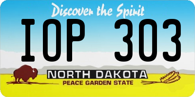 ND license plate IOP303