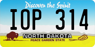 ND license plate IOP314