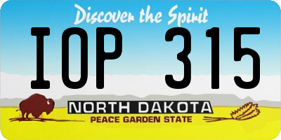 ND license plate IOP315