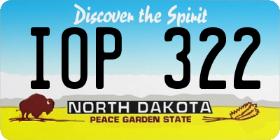 ND license plate IOP322