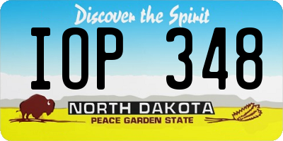 ND license plate IOP348