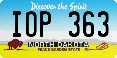 ND license plate IOP363