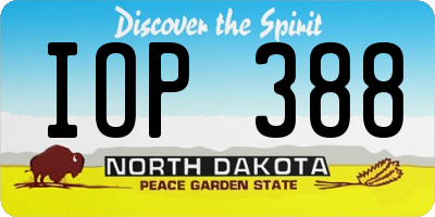 ND license plate IOP388