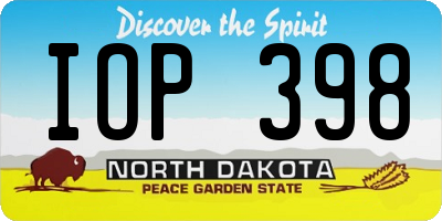 ND license plate IOP398
