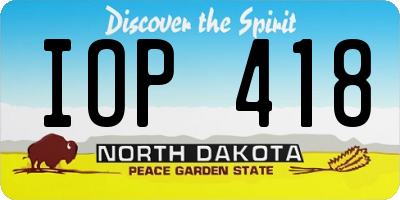 ND license plate IOP418