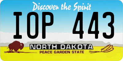 ND license plate IOP443