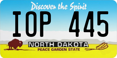 ND license plate IOP445