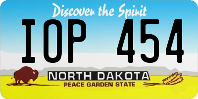 ND license plate IOP454