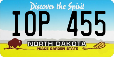 ND license plate IOP455