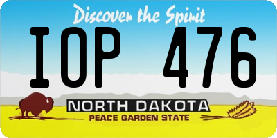ND license plate IOP476