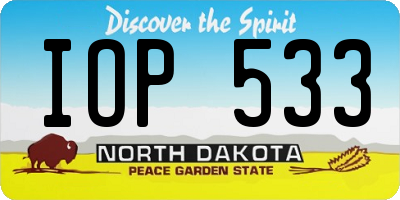 ND license plate IOP533