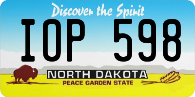 ND license plate IOP598