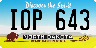 ND license plate IOP643