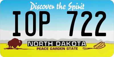 ND license plate IOP722