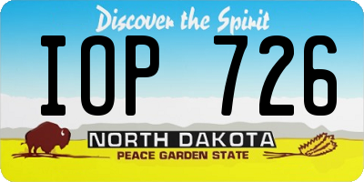ND license plate IOP726