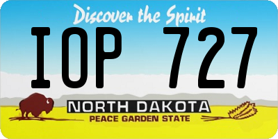 ND license plate IOP727