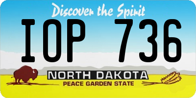 ND license plate IOP736