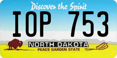 ND license plate IOP753