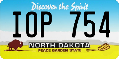 ND license plate IOP754