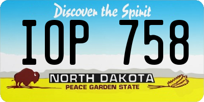 ND license plate IOP758